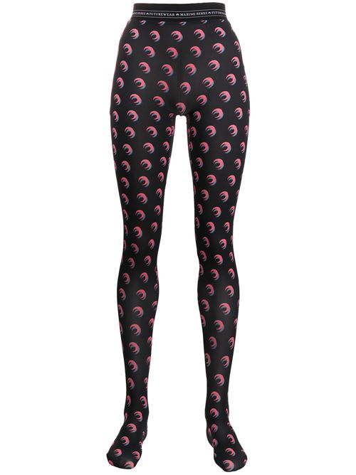 logo all over MARINE SERRE | JE10FW19ICONICLEGGINGBLACK/PINK